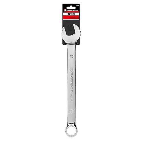 Image of Powerbuilt 32mm Metric Combination Wrench, 12 Point Double Ended Box and Open End, 15 Degree Offset Polished - 644135