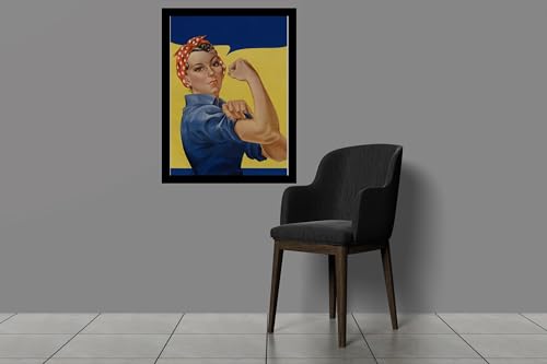 Image of BLINKART Rosie the Riveter Abstract Wall Art Painting Print Design Aesthetic Wall Decor Photo ArtWork Frame Decoration Hanging For Home Bedroom Living Room Office Wall Decor (13 * 10 inches) T0014