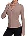 LOMON Women Workout Tops Workout Jackets for Woman Track Jacket Women Zip Up Long Sleeve Jacket Golf Shirt Light Brown S