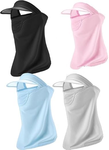 Sun protection mask with cap, Sun protection face mask with Cooling Neck Gaiter, Breathable Face Cover Sun Protection Cap, Face Cover for Women and Men, Washable & Reusable