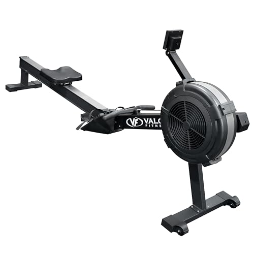Image of Valor Fitness Air Rowing Machine - Full-Body Cardio Rower with Adjustable Resistance, LED Monitor, Wheels & Compact Foldable Design for Home Gym & High-Intensity Workouts
