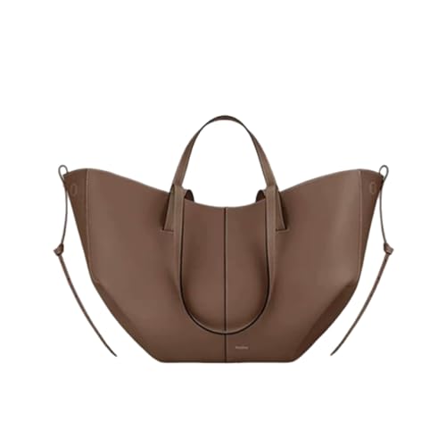 Sac seau en forme de croissant pour femme en cuir PU châtaigne taille L