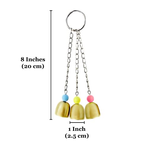 Image of SunGrow Parrot Toy with Bells, Playtime Essentials for Finches, Fun Enrichment for Lovebirds, Galvanized Steel Cage Bell Toy, Daily Activity Bell Chime, Hanging Cage Accessory Add-on Conure Habitat