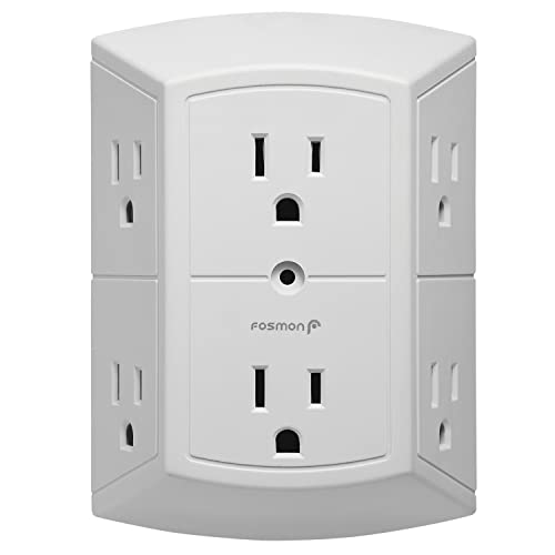 Fosmon Torneira de adaptador de parede com 6 saídas - Certificação ETL, 15A 125V 1875Watts, divisor