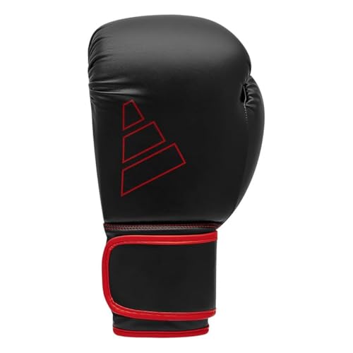 adidas Hybrid 80 Gloves - for Boxing, Kickboxing, MMA, Bag, Training & Fitness - Boxing Gloves for Men & Women - Weighted Pair 14oz, Black/Red