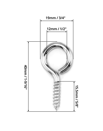 QWORK 60 Stück Ösenschraube Schraubhaken, Ringschrauben, 40 * 19 mm, für Holzhandwerk Handwerk Vorhang Seil hängen