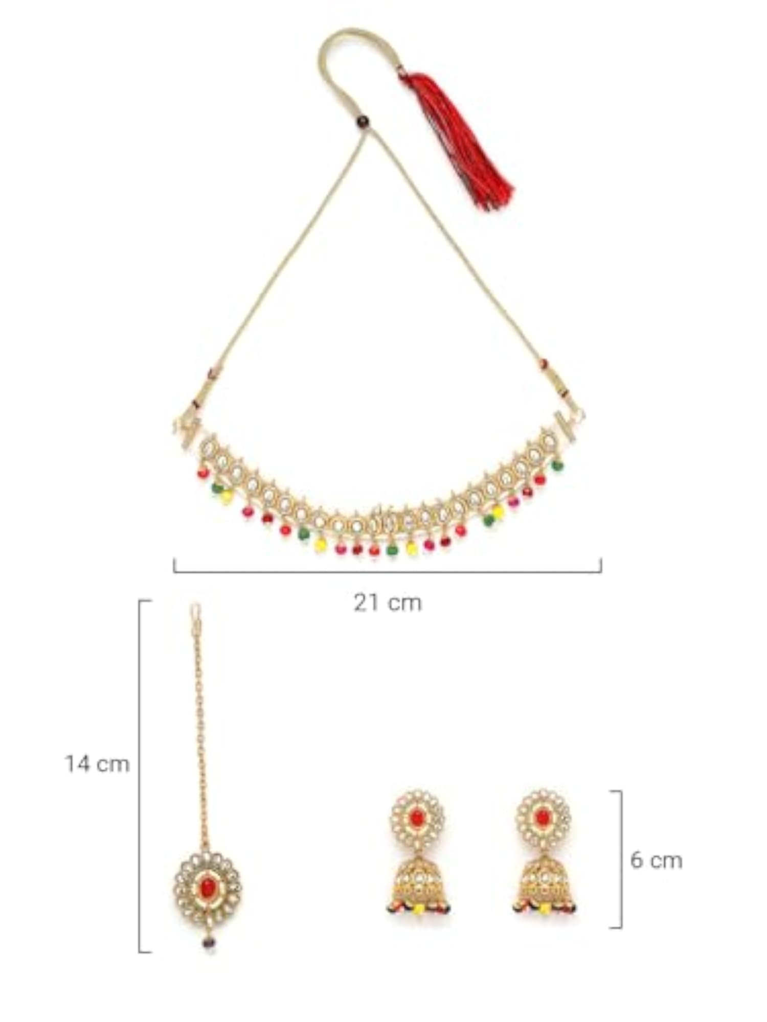 Vintage Red Kundan Choker Necklace Set