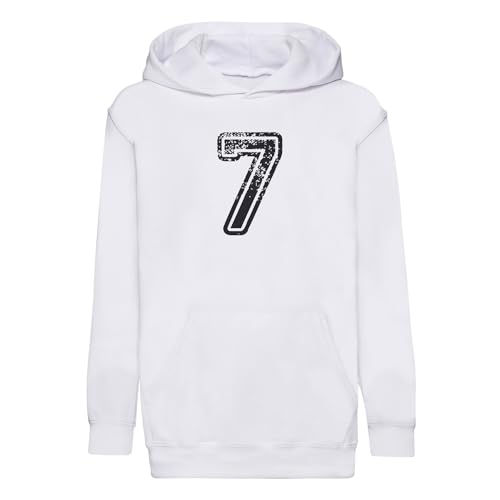 Sweat à capuche enfant numéro 7 noir pour sport football et basketball premium