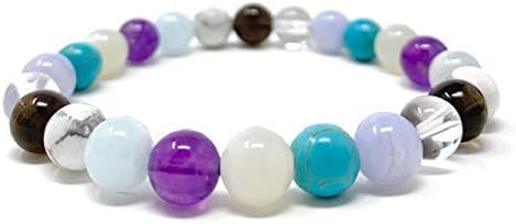 Calm Emotions Power Bead Bracelet - Crystal Gemstone Bracelet - Stress Relief Bracelet - Gift Box and Information Tag