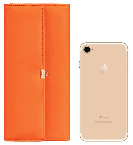Travelambo Womens Wallet Pu Leather Rfid Blocking Multi Card Holder Large Capacity Organizer Zipper Coin Purse (Fire Orange) #TOP4