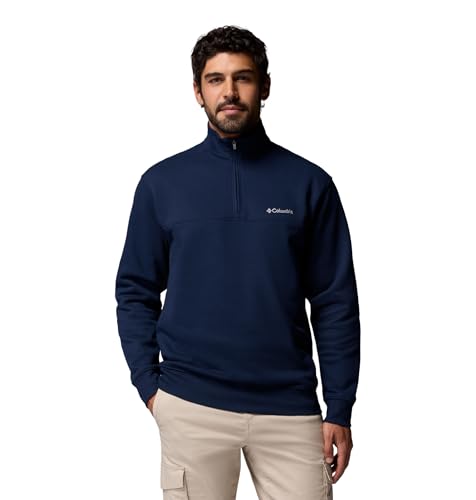 Image of Columbia Men's Hart Mountain II Half Zip Fleece Jacket Collegiate Navy | Pullover Jacket, Lightweight Fleece, Stretch Material, Extended Fit Available
