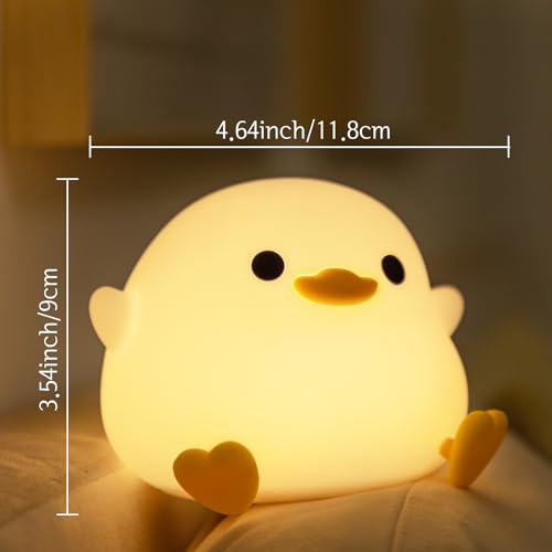 YuanDian Dodo Duck LED Nachtlicht, Veilleuse enfant, Niedliche Silikon-Enten-Lampe für Schlafzimmer, Wohnzimmer - Wiederaufladbar, Touch Sensor Nachttischlampe