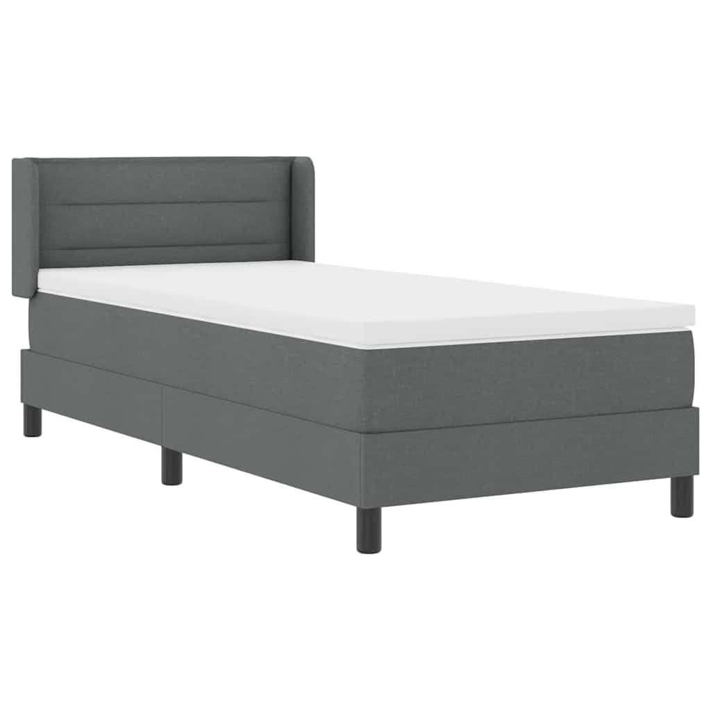 Polyester Boxspringbett modernes Design Kiefernholz Grau 200 x 80 cm | Boxspringbett mit Matratze Dunkelgrau 200x80 cm Polsterbett mit verstellbarem Kopfteil, Taschenfederkern-Matratze und Topper,