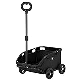 Réglable et confortable: la poignée extensible peut être ajustée pour s'adapter à votre taille, offrant un confort ergonomique tout en poussant;.Les fenêtres en maille respirante gardent votre animal au frais et visible..Wagon pour chiens pour les petits chiens