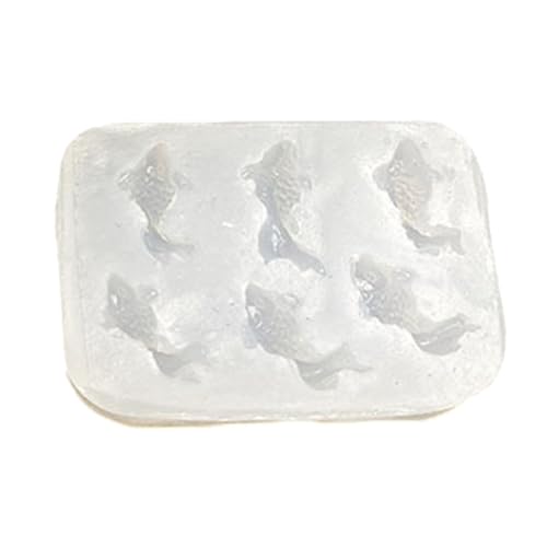 XuQiZZpp Molde de silicona transparente con colgante de pez de resina para llaveros hechos a mano, diseño detallado