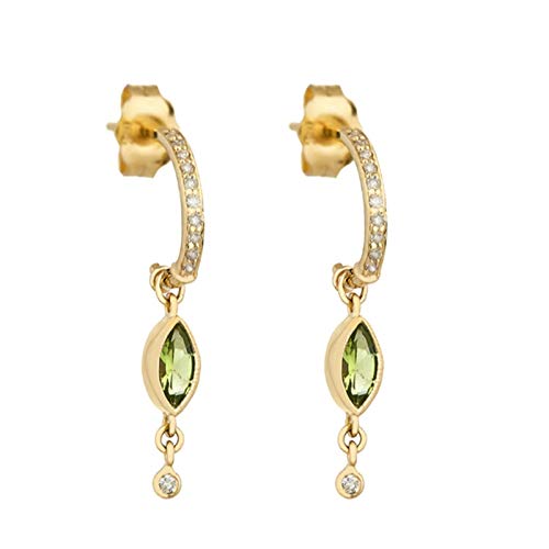 BOSAIYA SS1 2pcs 100% Reale S925 Sterling Silver Silver Orecchino Green Zircon Orecchino per Donna Ragazze Pendientes Oorbellen Bling Crystal Bene Jewerly TL0412 (Gem Color : Amber)