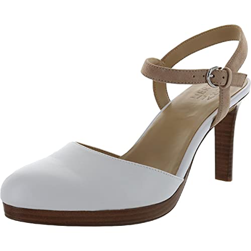 Naturalizer Womens Tulip Suede Ankle Strap Heels White 10 Wide (C,D,W)