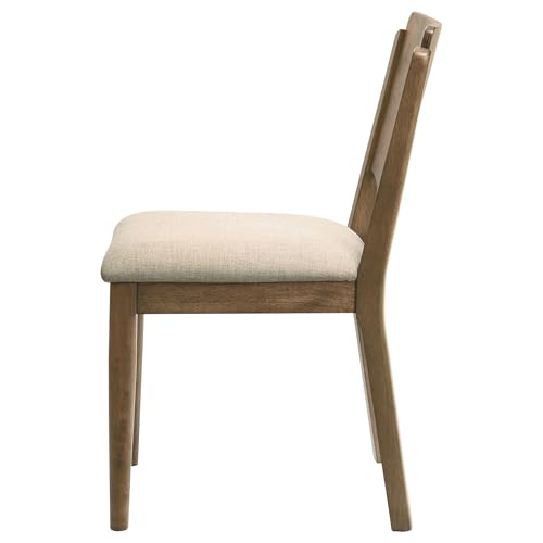Coaster Home Furnishings - Crestmore - Asian Hardwood - Armless Dining Chairs with Fabric Upholstered Seat and Wedge Cutouts - Home Kitchen & Dining Room - Set of 2 - Walnut - 108572 by Coaster Fine Furniture - Used condition - Image 6