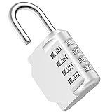 Puroma Combination Lock 4 Digit Waterproof Locker Locks Secure Outdoor Padlock for Gym Lockers, Toolboxes, Gates, Fences, Storage, Sports Locker, Cabinets (Silver)