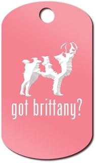 Mister Petlife Got Brittany Engraved Keychain/GI Tag Spaniel Pink