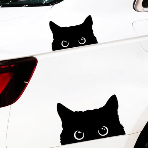 TQPUWT Autoaufkleber Lustige Katze, 3 Stück, Schwarz, Wasserdichte PVC, Cartoon, Katze, Metall, Kunststoff, Glas, Outdoor, Einmalgebrauch, Wand