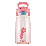Keetan Kids Water Bottle with Straw 480ml, BPA Free, Leak-Proof, Reusable Drinking Bottle for School, Outdoor Sports (Pink, 480 ml)