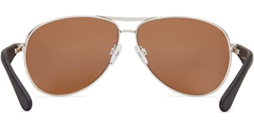 Fisherman Eyewear Siesta Polarized Sunglasses, Shiny Silver Frame (Brown Lens) Medium #TOP3