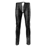 Lederhose Herren Schwarz Gay Lederhose Mit Reißverschluss Wetlook Männer Hose Faux Leder Leggings Steampunk Kleidung Große Größen Oktoberfest Hosen Motorrad Pants Nachtclub Cosplay
