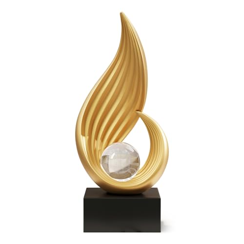 Escultura Abstracta Moderna Dorada para Decoración Hogar