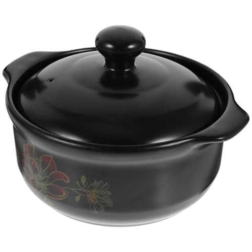 Housoutil Cazuela de Cerámica Gruesa para Guisos y Arroz, Compatible Cocinas Eléctricas Gas, Calentamiento Uniforme, para Preparar Caldos y Sopas