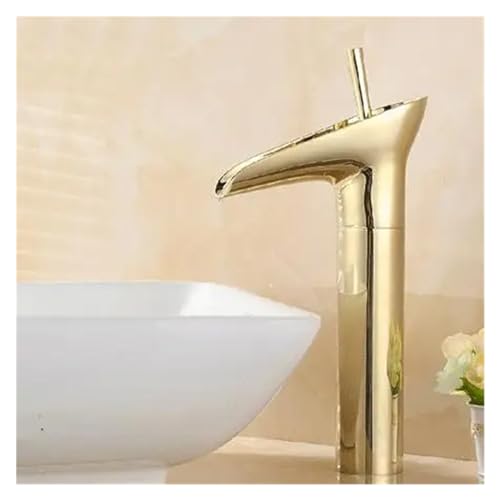 Mitigeur de salle de bain cascade avec finition noir et or rétro