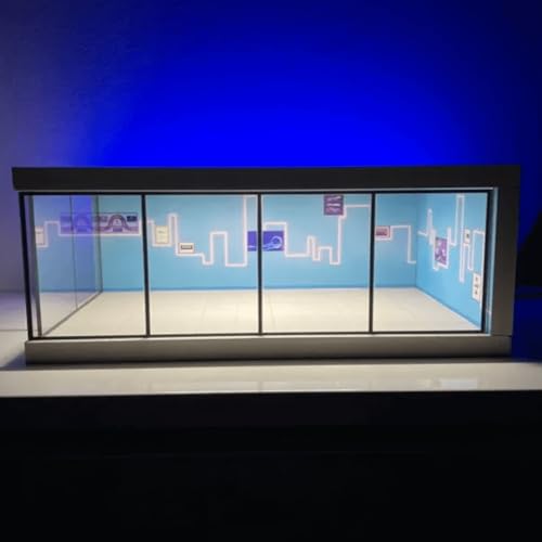 Image of Best of Craft 1 Floor 1:64 Scale Diorama Parking Lot Display Case with LED Lights | Diecast Car Diorama Garage Showroom for Mini Model Vehicles (Without Cars) | Acrylic & Sunboard | Blue