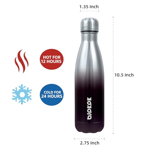 Image of BJPKPK 17 oz Insulated Water Bottle, Stainless Steel Flask, Leak Proof