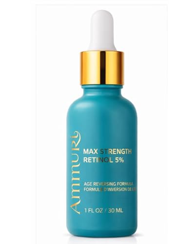 Ammuri Retinol Serum 5% - Anti Aging Formula, High Strength Face Serum for Women, Best for Skin Care, Acne Treatment, Dark Circles, 30ml