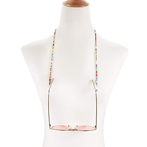 Exceart 2 peças suporte de óculos, corrente de óculos de leitura, contas coloridas antiderrapantes p