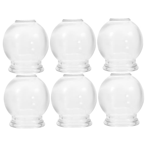 Mikinona 6 pièces Lot de Ventouses Verre Épaisses pour Massage par Aspiration Appareil de Thérapie par Ventouses pour Amélioration Circulation Sanguine et