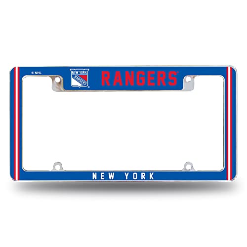 Rico Industries NHL New York Rangers Classic 12" x 6" Chrome All Over Automotive License Plate Frame for Car/Truck/SUV