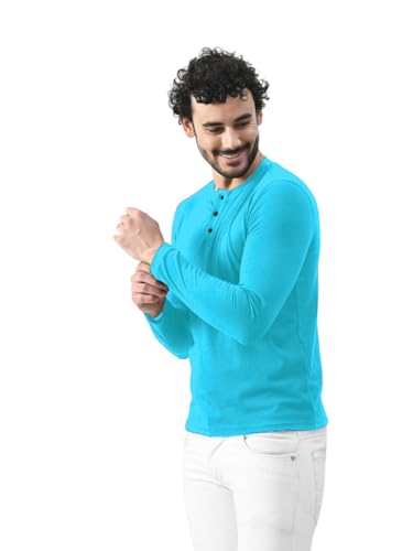 Image of Blisstone Men's Long Sleeve Henley T-Shirt with Button Placket | Soft & Comfortable Casual Wear
