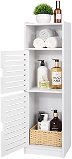 aimu Waterproof Bathroom Cabinets,Bathroom Storage Units with Open Storage Shelf,Free-standing Floor Cabinets,Corner Organizer Cupboard for Bedroom Kitchen Hallway,White.