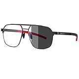 Barcur Design Seconds Photochromic&Blue Light Blocking Sqaure Aviator Sunglasses/Glasses for Men Women BC306(Blackgreen/Photochromic Clear to Gray)