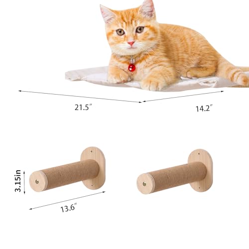 Rede para gatos, prateleiras de parede para gatos, cama com 2 degraus, poleiros de parede para gatos