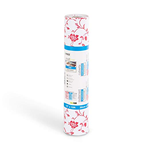 Smart Design Bonded Grip Shelf Liner - 12 Inch X 10 Feet - Non Adhesive, Strong Grip Bottom, Easy Clean Kitchen Drawer, Cabinet, Cupboard Dresser Protector Cover, Non Slip Rubber Mat - Wisteria Red #TOP1