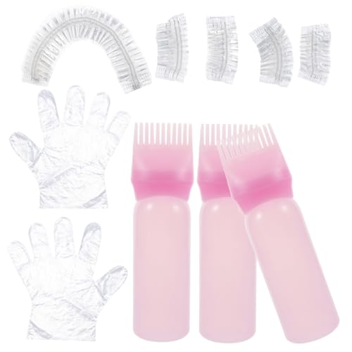 DECHOUS Kit Para Teñir El Cabello Portátil Accesorios Para Teñir Cabello Profesional y Casero Guantes Botellas Aplicadoras Peine De Raíz Color Rosa Para Salón y Uso Doméstico