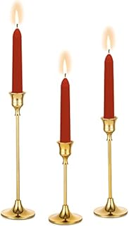 Sziqiqi Gold Candlesticks Holder Candle Holder Set of 3 - Brass Taper Candlestick Holders Metal Candle Stick Holders for Dining Table Fireplace Mantel Wedding Party