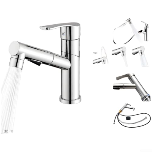 Ausziehbarer Wasserhahn, 50 cm Schlauch, Dual-Sprühmodus (A)