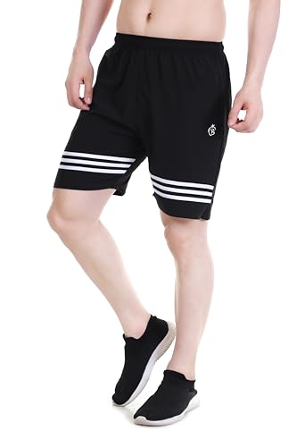 Image of BLUE STAR SHARK Athletic Sports Shorts for Men with Zip Pockets and Elastic Waistband Quick Dry Lightweight Activewear.