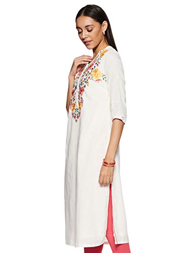 Image of BIBA Womens Round Neck Embroidered Kurta
