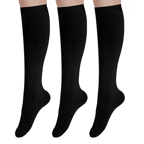 yeabwps 3Pairs Knee High Socks for Women Stretchy Thigh High Stocking Long white Knee High Sock for Casual Outdoor Cosplay