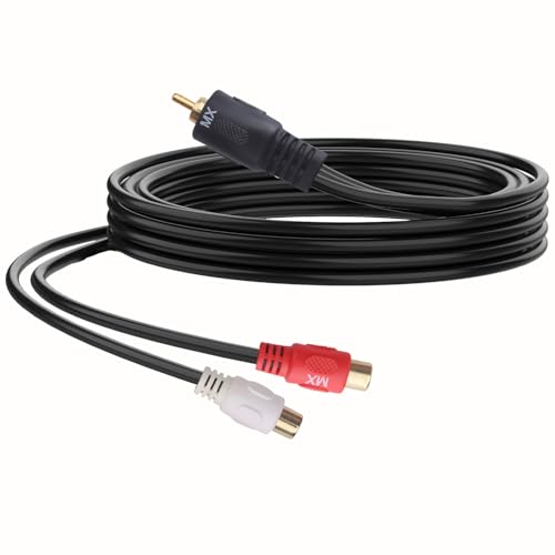 Image of MX RCA Cable 2RCA to 2RCA Stereo Audio Cable Gold Plated Adapter Dual Shielded for Home Theater Amplifier Hi-Fi System Car Sound Speaker PARENT (1 RCA MALE / 2 RCA FEMALE, 0.30 METER)