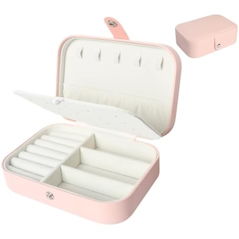 ICOCOPRO Jewelry Box PU Leather Small Jewelry Organizer for Women Girls Cover